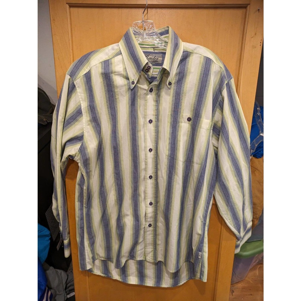Raider‎ Button Down Shirt Mens Medium Fits Large Cotton Long Sleeve French Cuff